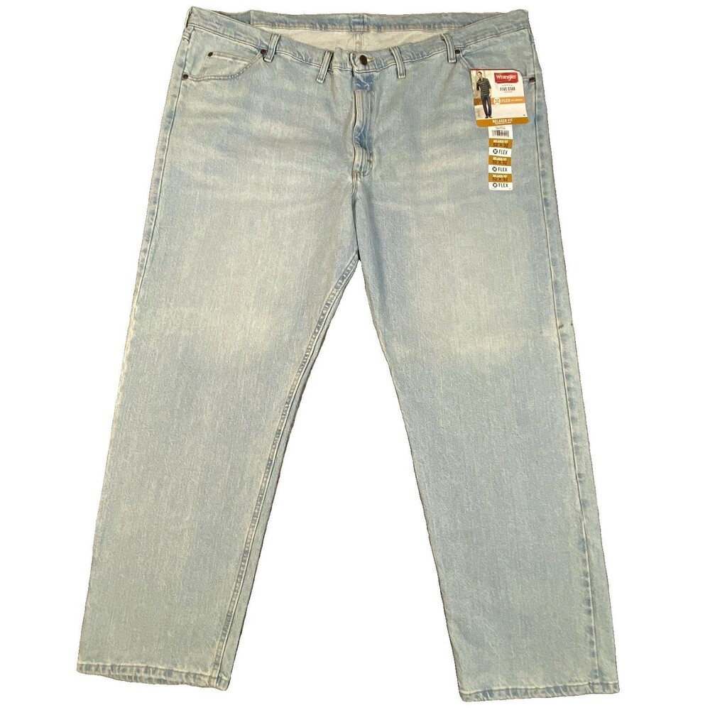 Wrangler Five Star Men's Relaxed Fit Straight Light Wash Jeans 52x32